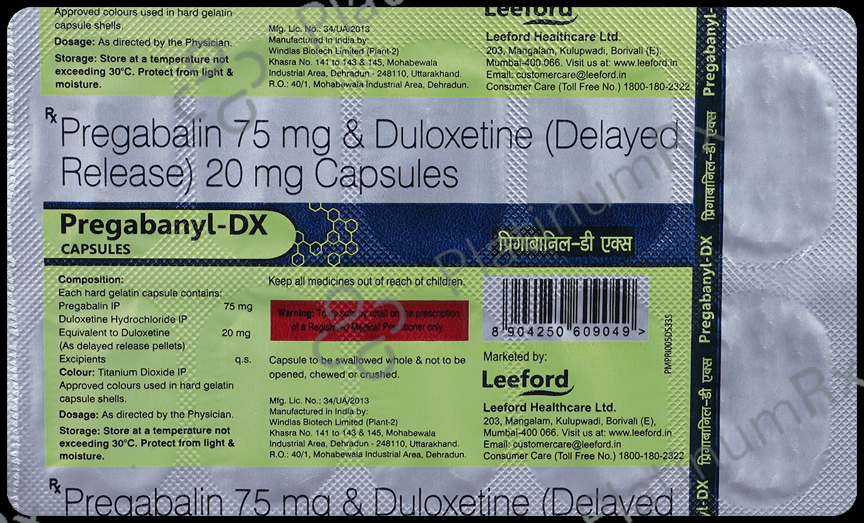 Pregabanyl DX 75mg/20mg Capsule