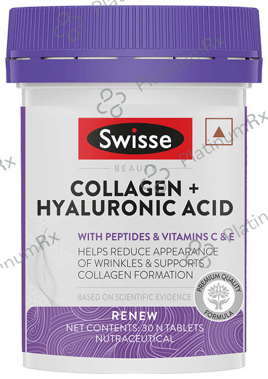 Swisse Collagen + Hyaluronic Acid - With Vitamin C & E for Anti-Wrinkle Support - Tablet