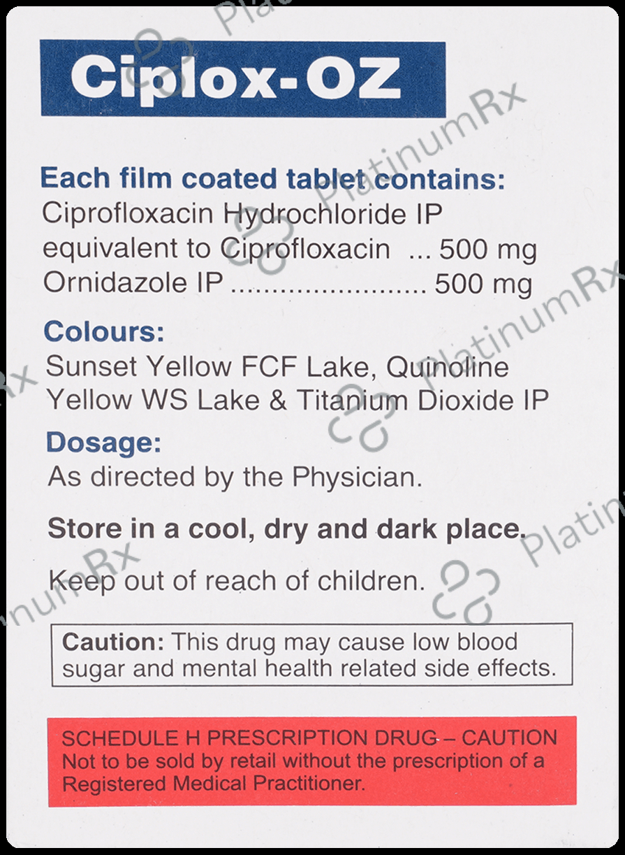 Ciplox OZ 500/500mg Tablet 10s