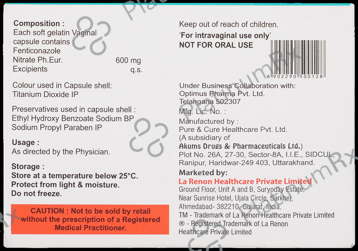 Fentigliv 600mg Vaginal Capsule 1s