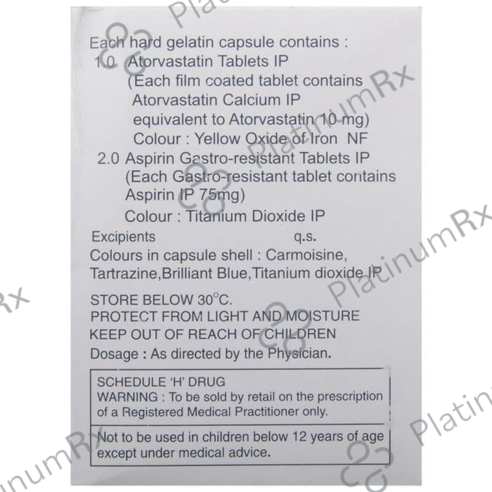 Atorva Asp 75/10mg Capsule 10s