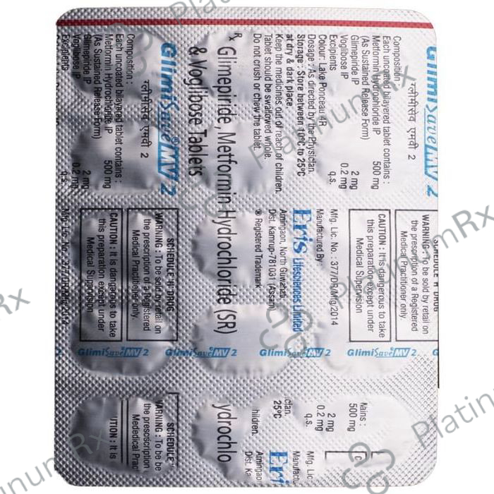 Glimisave MV 2/500/0.2mg Tablet SR 15s