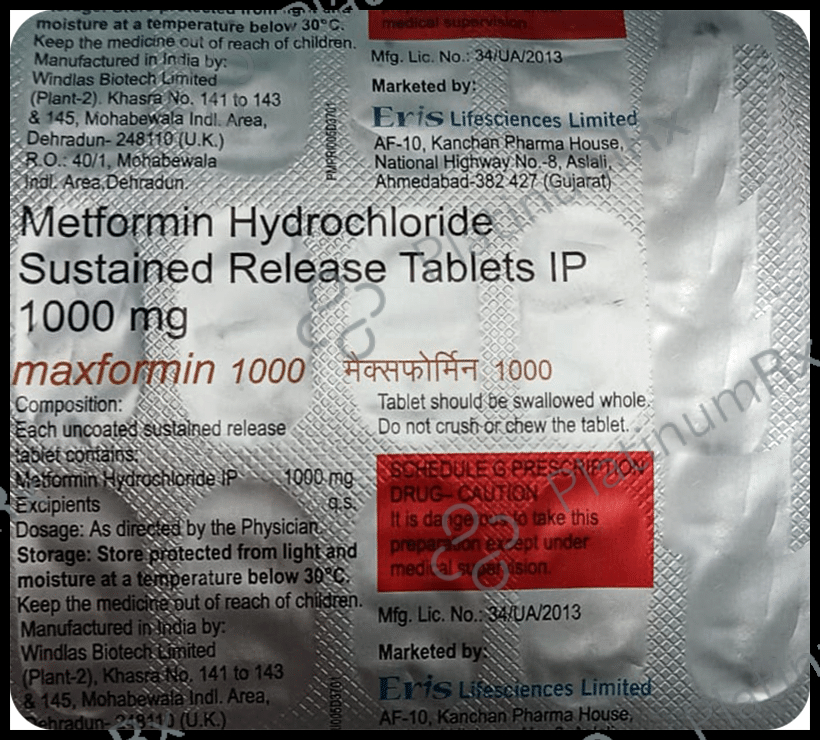 Maxformin SR 1000mg Tablet 15s