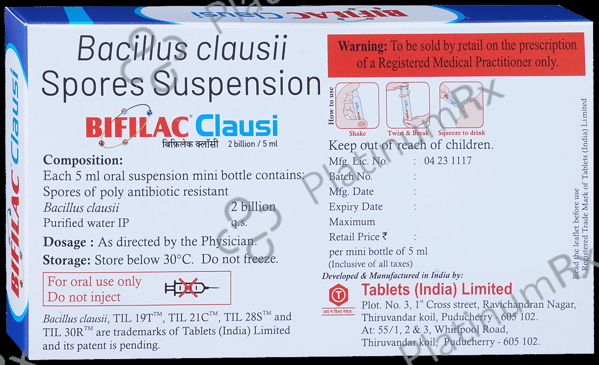 Bifilac Clausi 2B Oral Suspension Bottle 5*10s