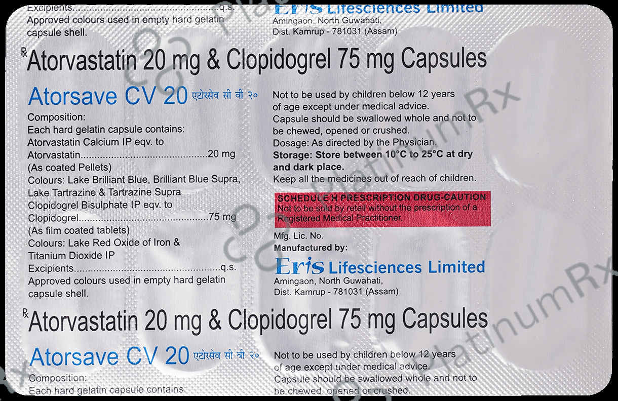 Atorsave CV 20/75mg Capsule 10s