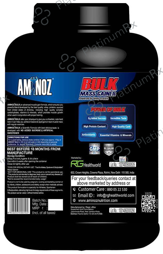 Aminoz Bulk Mass Gainer Strawberry 3 lb