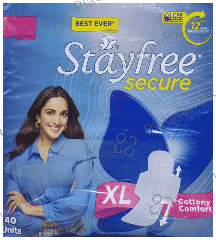 Stayfree Cottony Soft Cover Secure Sanitary Pads with Wings - Size Pads XL