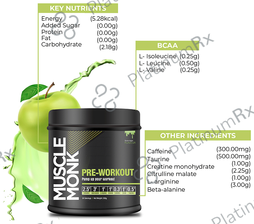 Muscle Monk Pre-Workout Green Apple