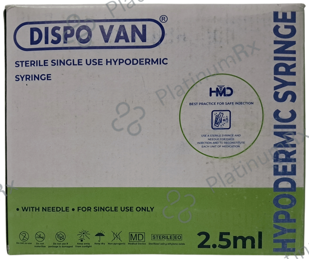 Dispovan Syringe with Needle 23G X 1inch (1*2.5ml)