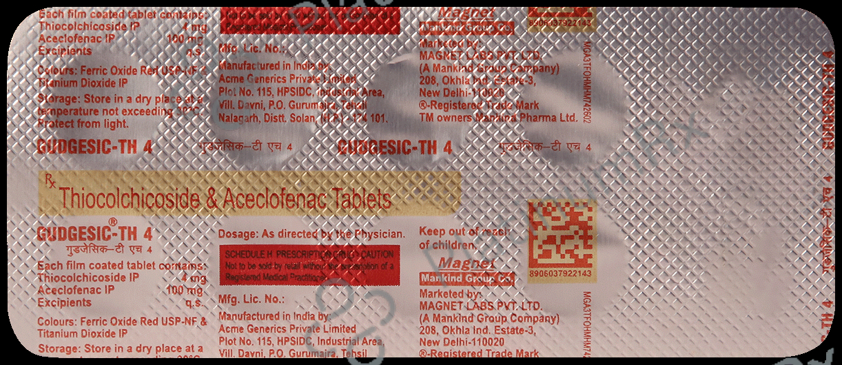 Gudgesic TH 100/4mg Tablet 10s