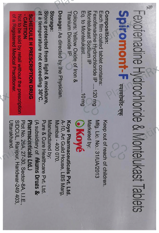 Spiromont F 120/10mg Tablet 15s