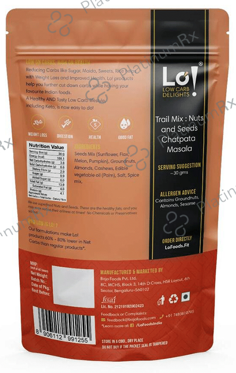 Lo! Foods Low Carb Trail Mix: Nuts & Seeds Chatpata Masala