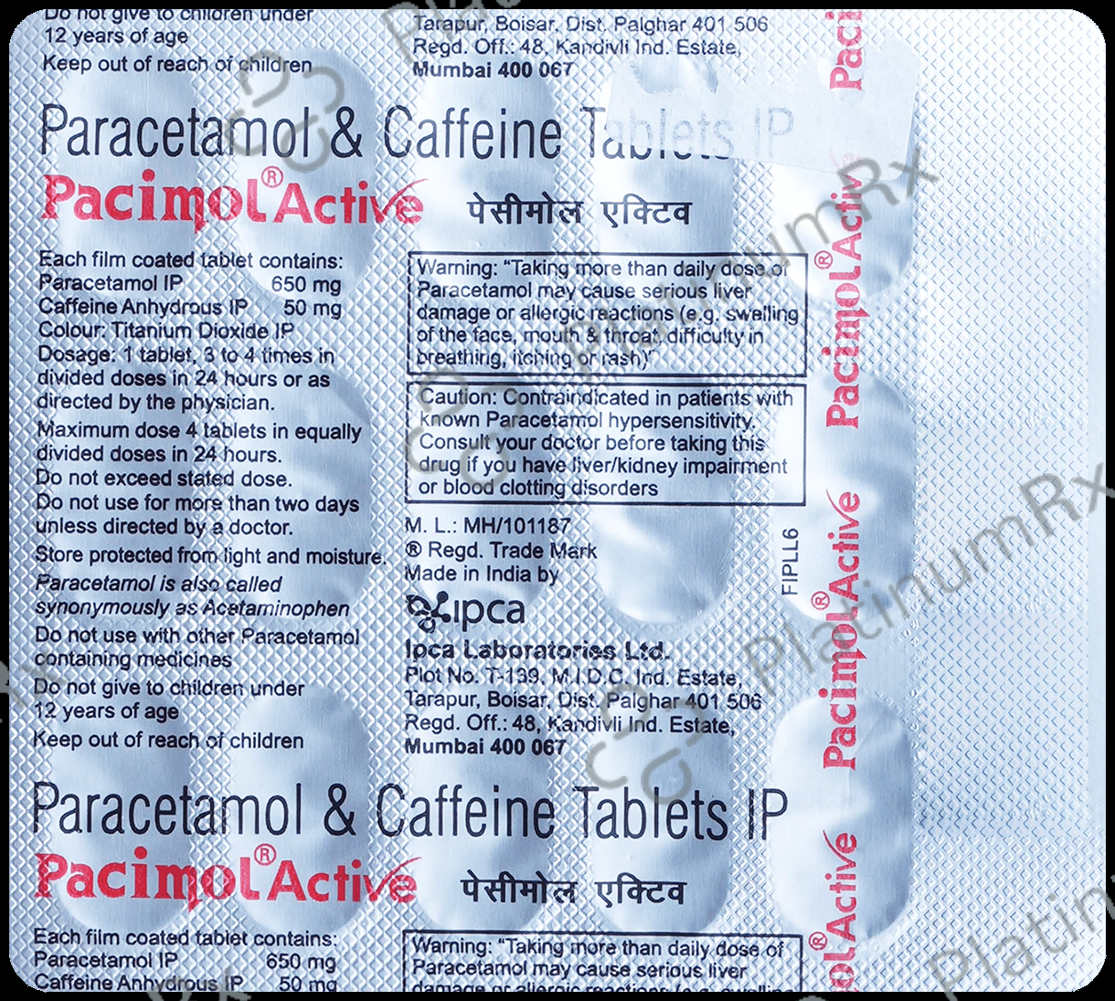 Pacimol Active 50/650mg Tablet 15s