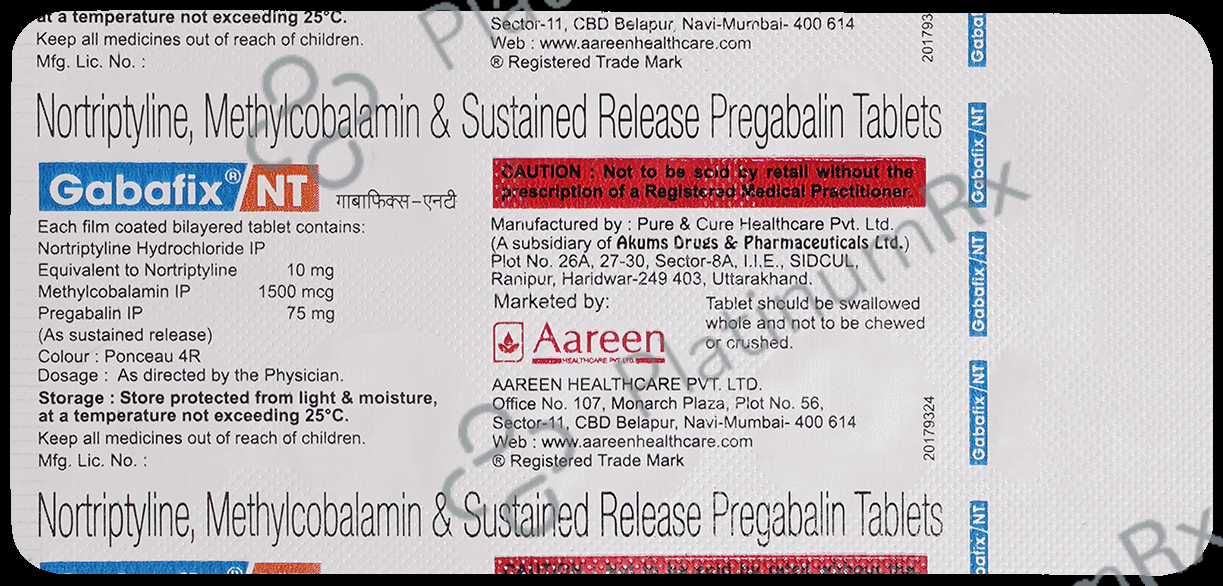 Gabafix NT 75mg/10mg/1500mcg Tablet