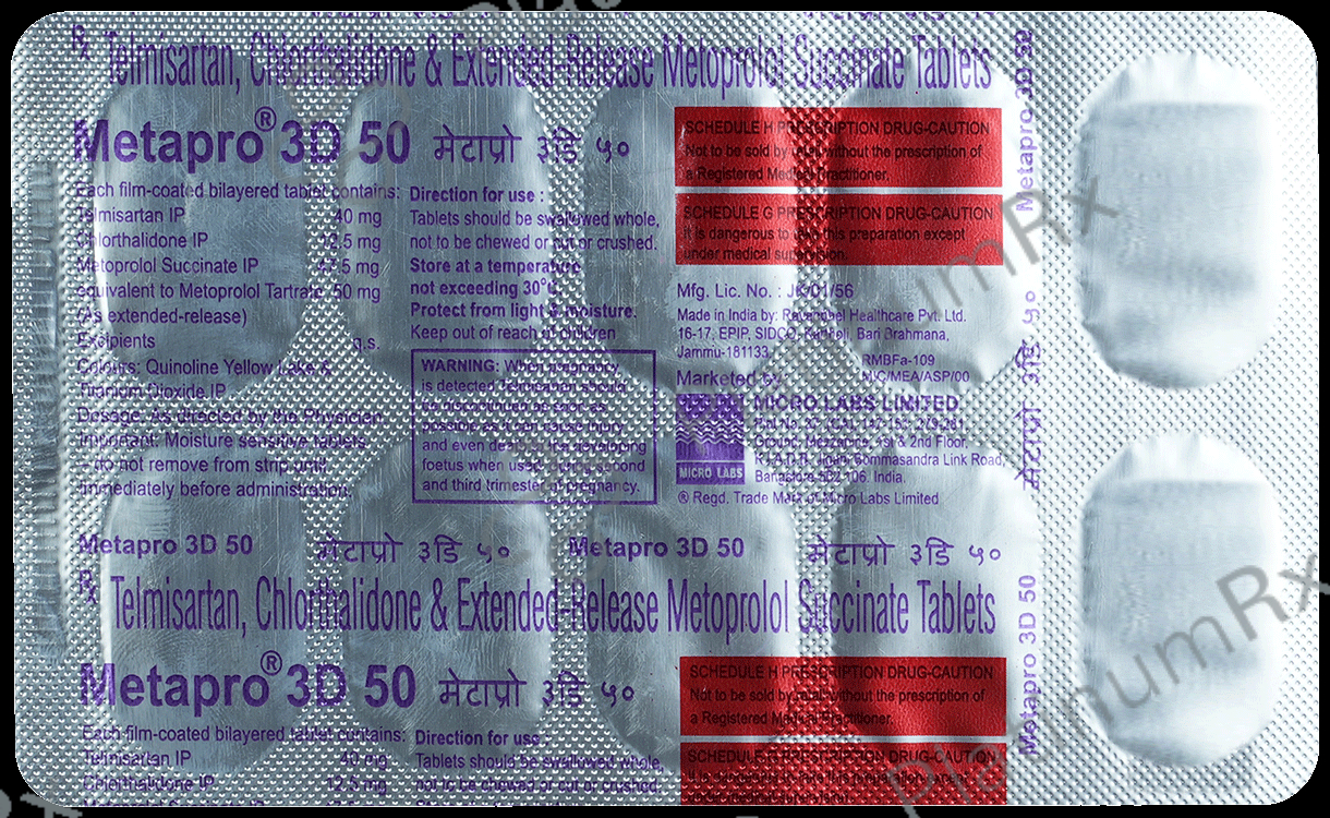 Metapro 3D 12.5/50/40mg Tablet 10s