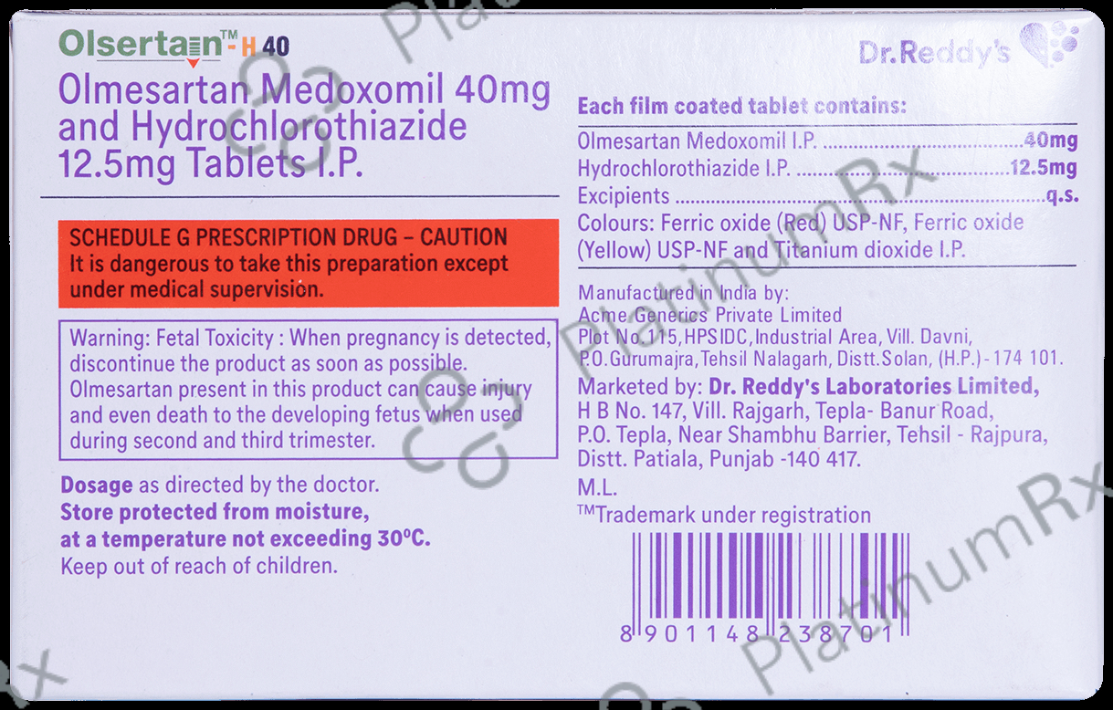 Olsertain H 40 12.5/40mg Tablet 15s