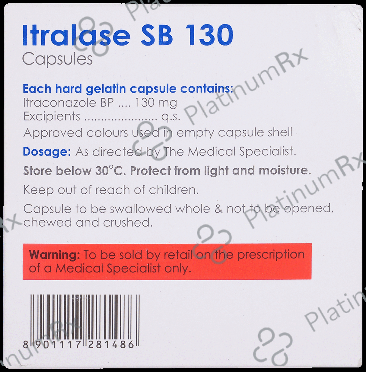 Itralase SB 130mg Capsule 10s