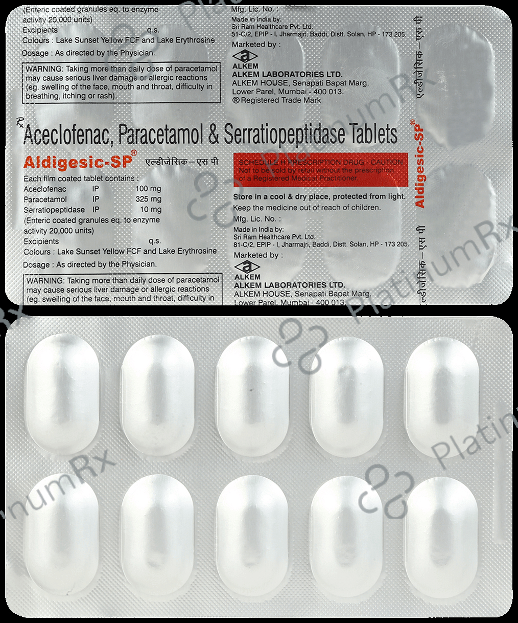 Aldigesic SP 100/325/10mg Tablet 10s