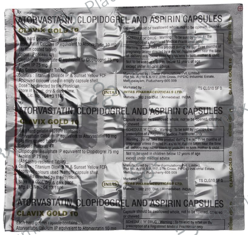 Clavix Gold 10/75/75mg Capsule 15s