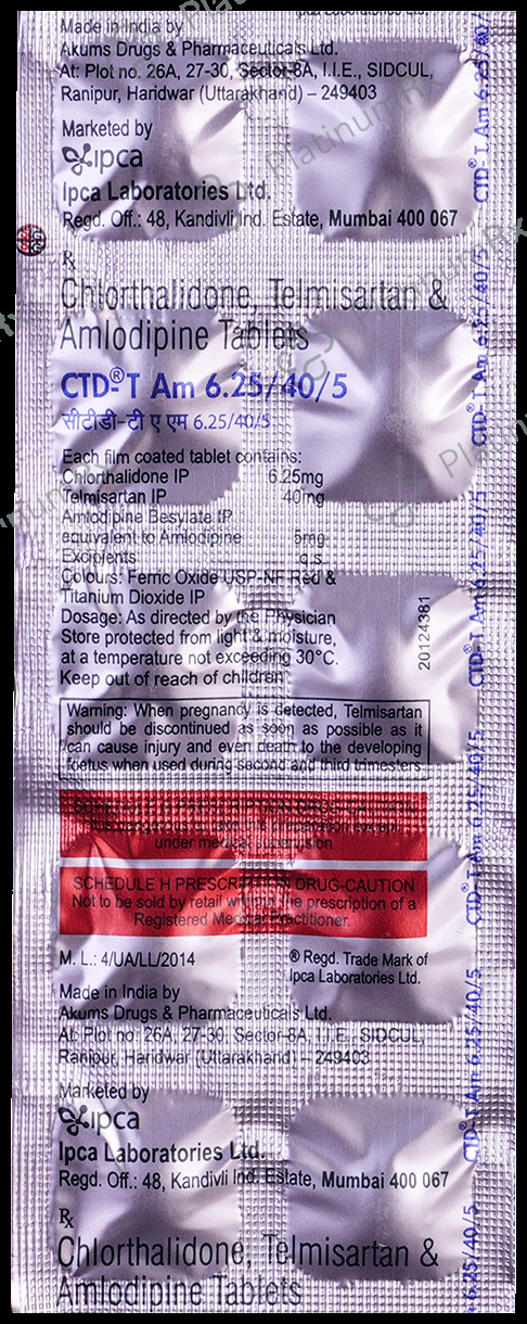 CTD T AM 6.25/40/5mg Tablet 10s