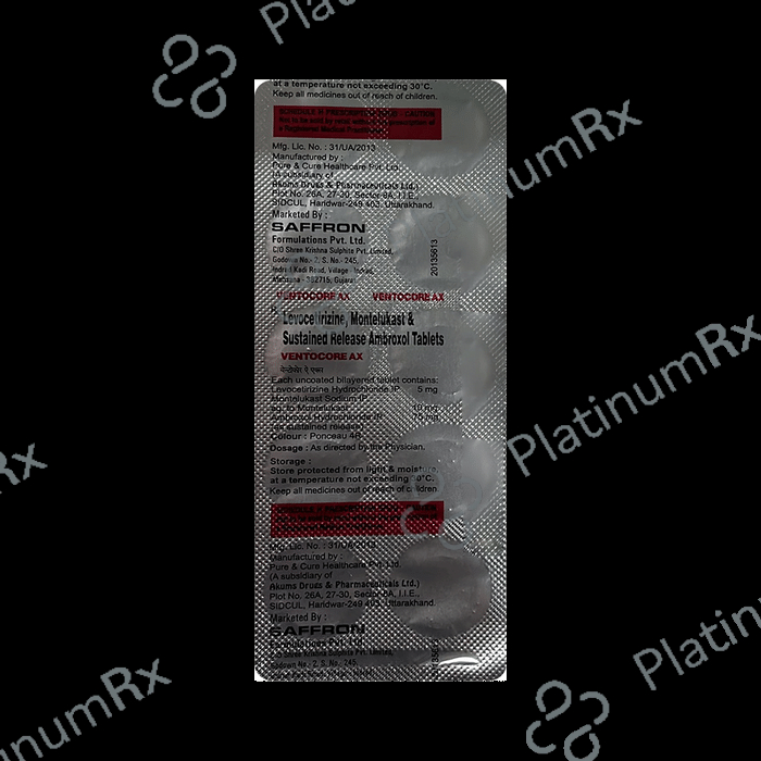 Ventocore AX 75/5/10mg Tablet 10s