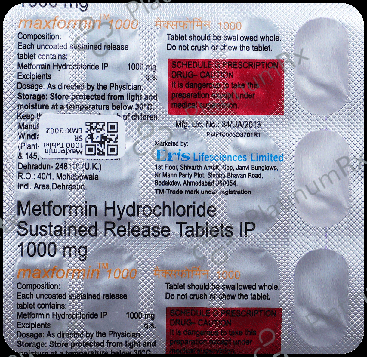 Maxformin SR 1000mg Tablet 15s