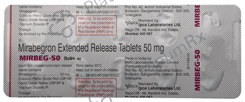 Mirbeg 50mg Tablet ER 10s