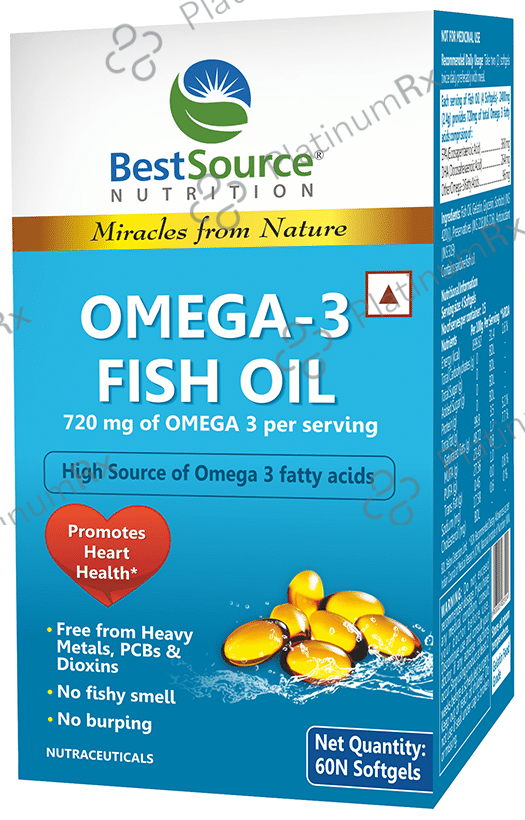BestSource Nutrition Omega-3 720 mg Fish Oil - Softgels with EPA & DHA - For Heart Health