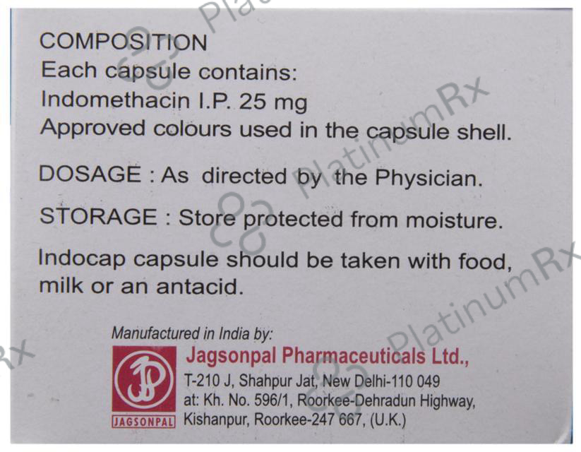 Indocap 25mg Capsule 10s