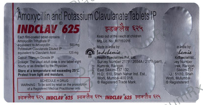 Indclav 625mg Tablet 10s