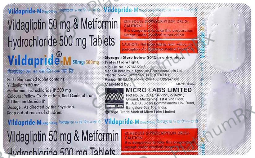 Vildapride M 500mg/50mg Tablet 10 Tablet