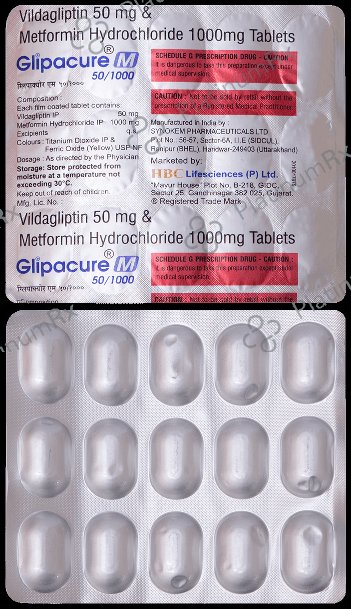 Glipacure M 1000mg/50mg Tablet