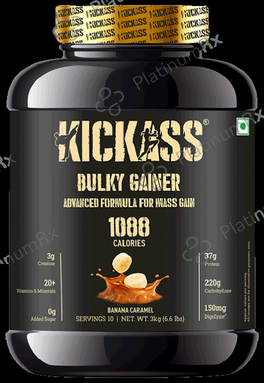 Kickass Bulky Gainer Advanced Formula for Mass Gain Powder Banana Caramel