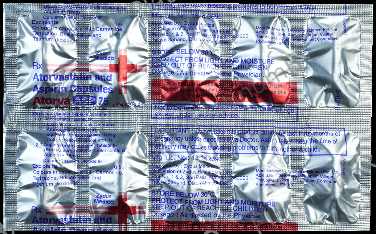 Atorva Asp 75/10mg Capsule 10s