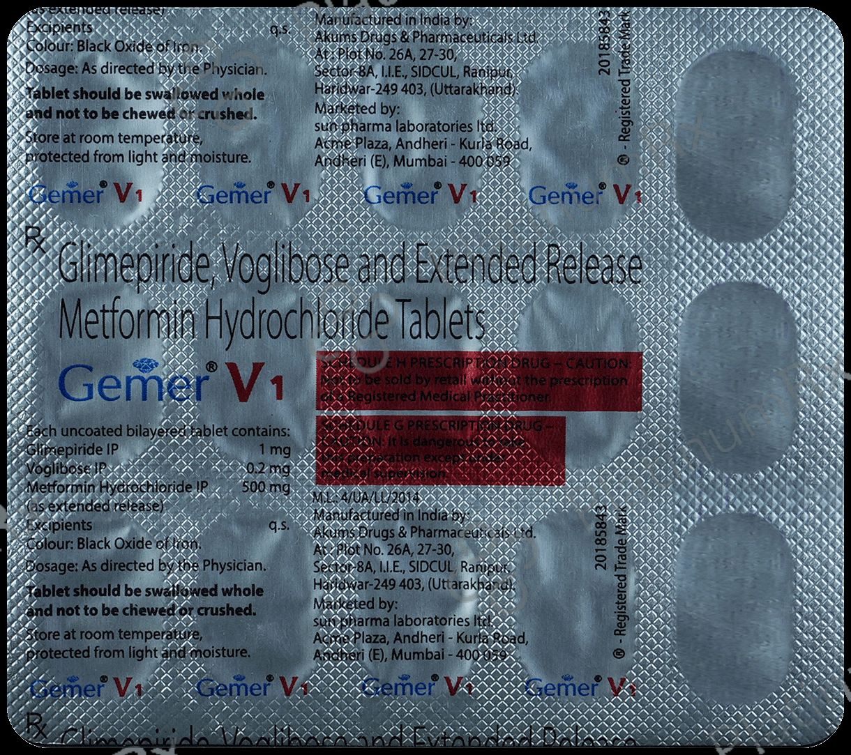 Gemer V 1/500/0.2mg Tablet ER 15s