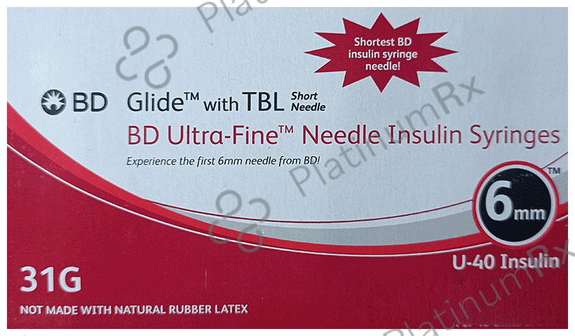 BD Glide with TBL Ultra Fine Needle Insulin Syringes U40 31G 6mm (10* 6mm Syringe)