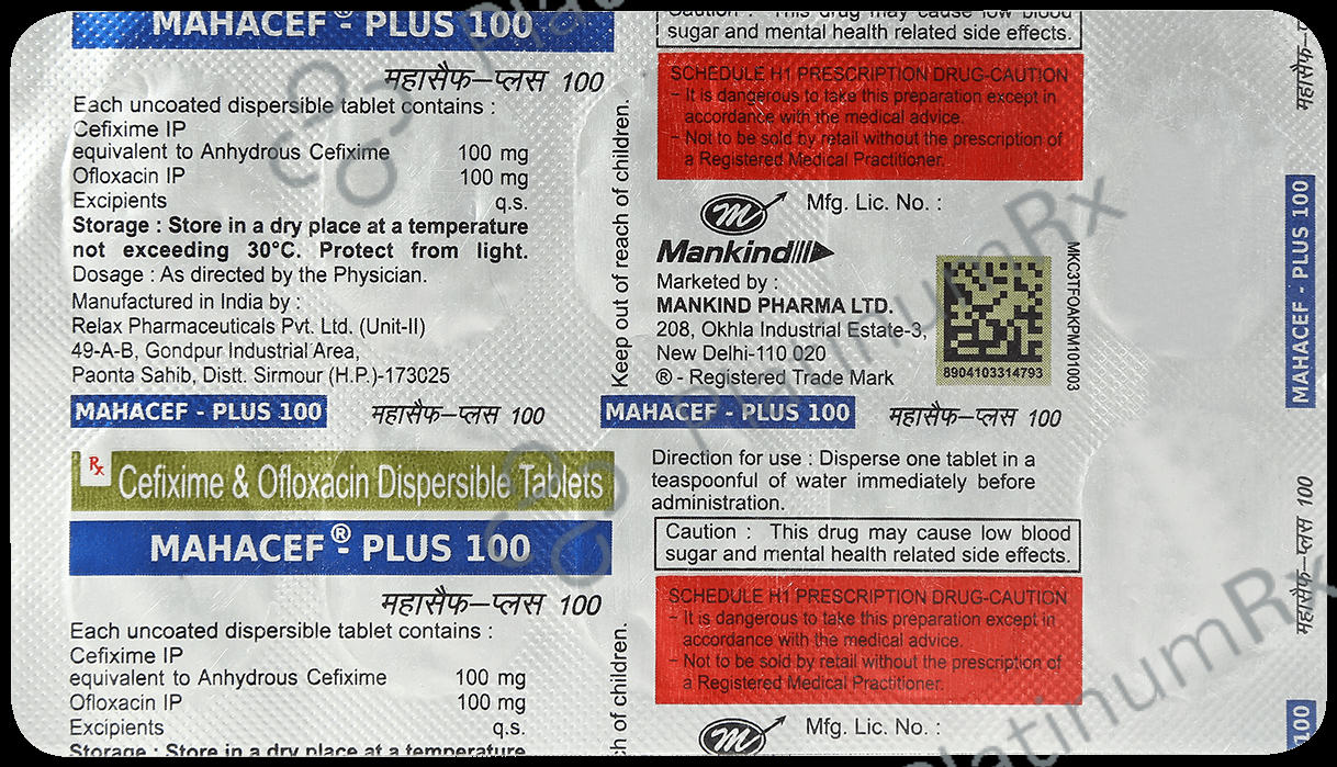 Mahacef Plus 100/100mg Tablet 10s