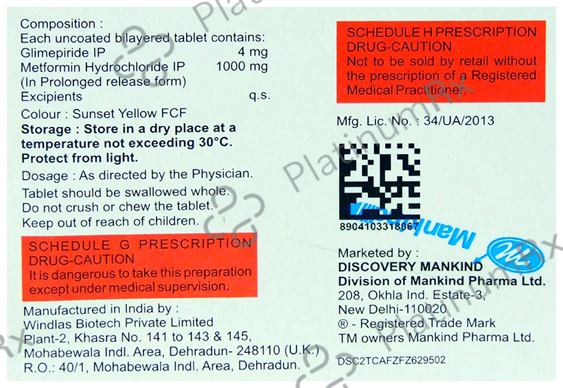 Glimestar M4 Forte 4/1000mg Tablet PR 10s