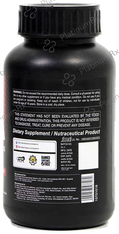 HealthVit ZMA with Zinc, Magnesium & Vitamin B6 - For Sports Recovery & Muscle Strength - Capsule 180 capsules