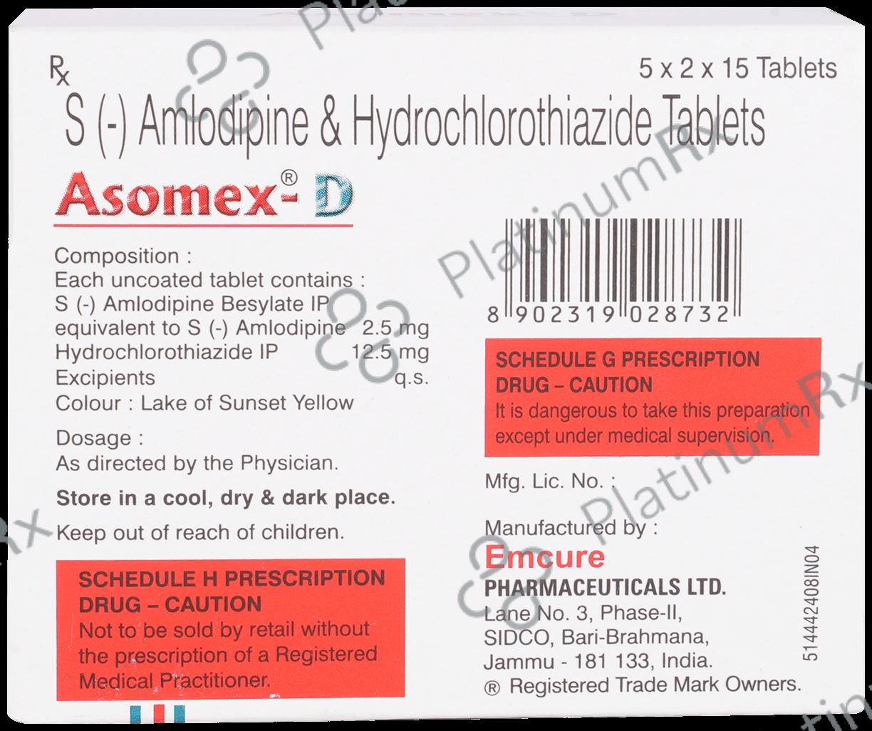Asomex D 2.5/12.5mg Tablet 15s