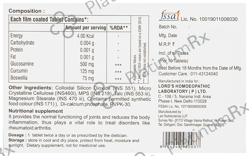 Lord's Orthokure Multinutrient for Bone Flexibility & Strength - Tablet 30 tablets