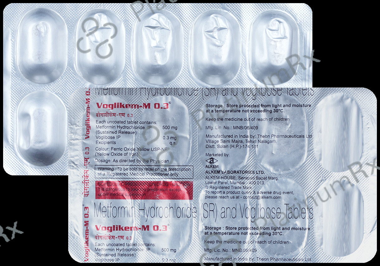 Voglikem M 500/0.3mg Tablet SR 10s