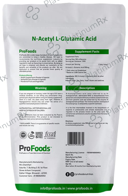ProFoods N-Acetyl L-Glutamic Acid Powder 1 kg