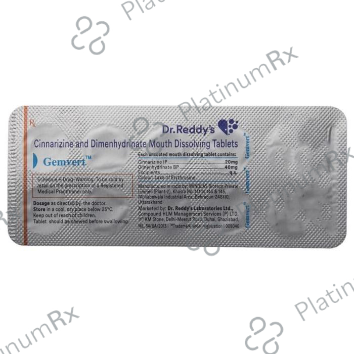 Gemvert 20/40mg Tablet 10s