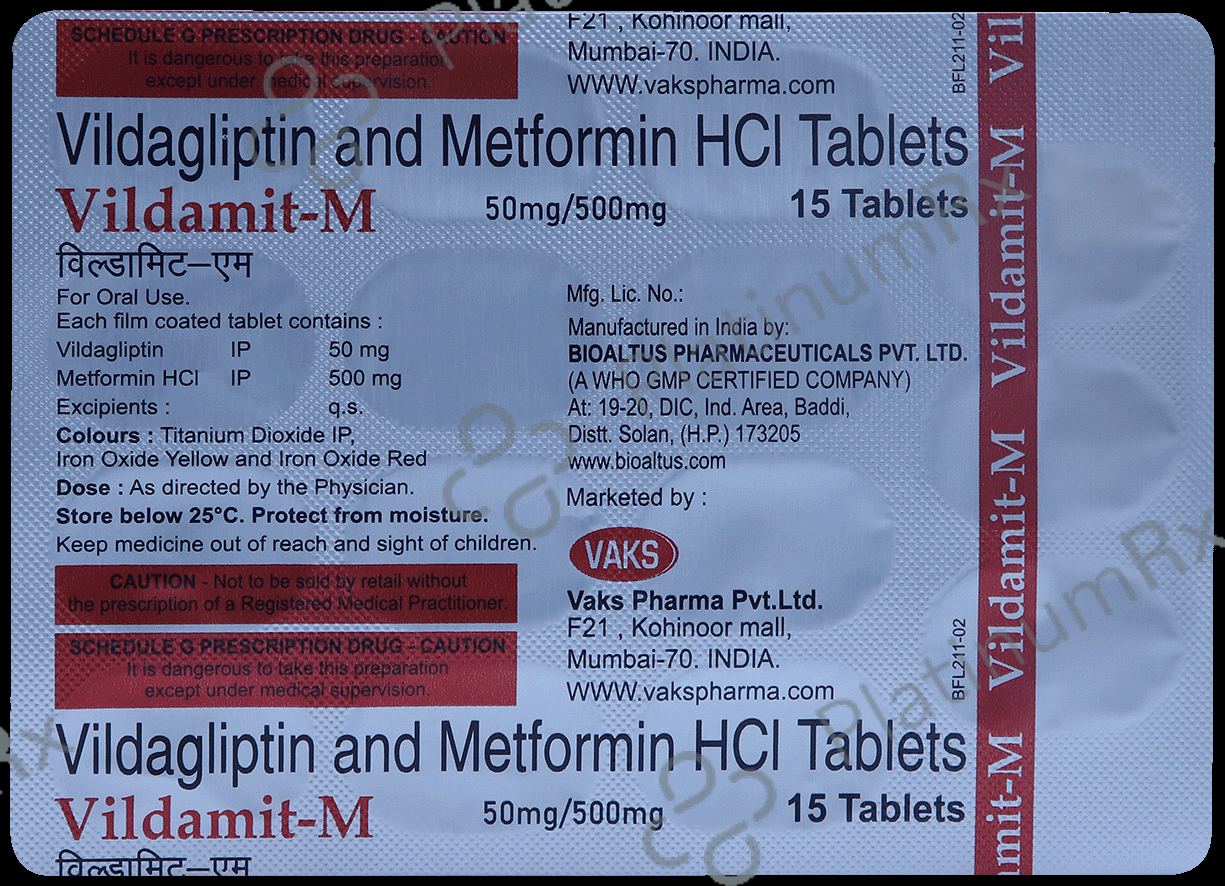 Vildamit M 500mg/50mg Tablet