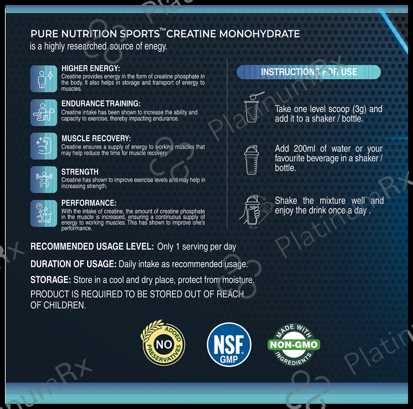 Pure Nutrition Creatine Monohydrate Powder Unflavored