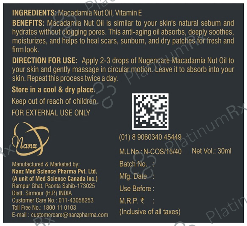 Nugencare Macadamia Nuts Oil