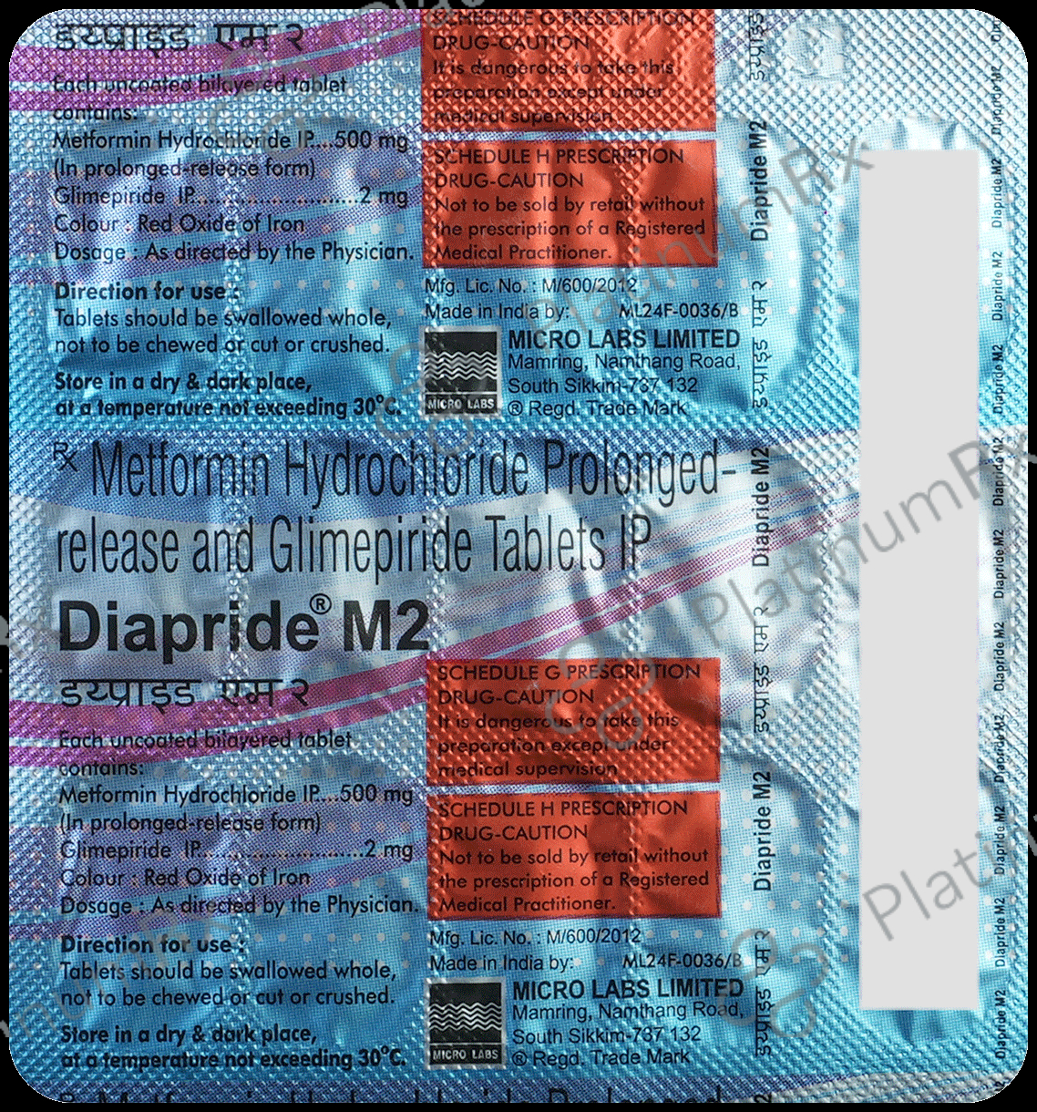Diapride M2 2/500mg Tablet PR 15s