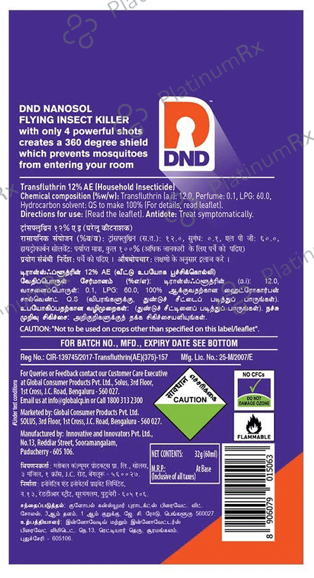 DND Nanosol Flying Insect Killer 60 ml