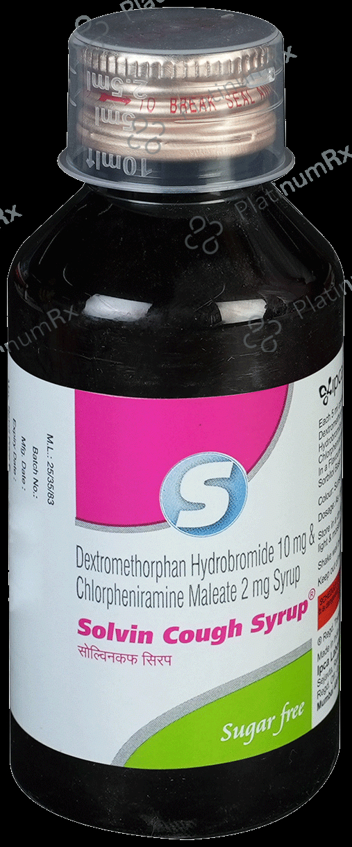 Solvin 2/10mg Cough Syrup Sugar Free 100ml
